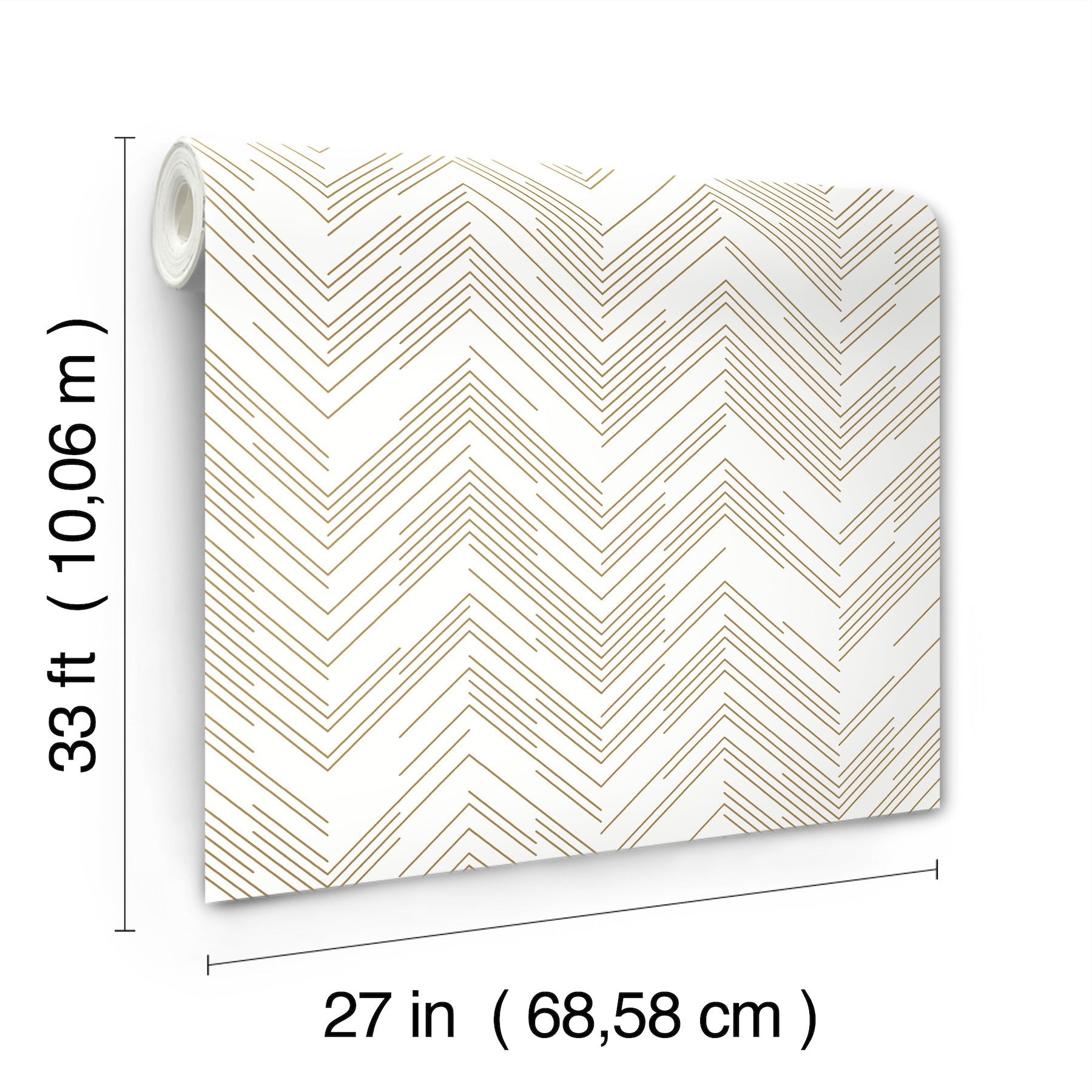MD7222 Polished Chevron White & Gold Modern Metals Wallpaper by York Wallcoverings