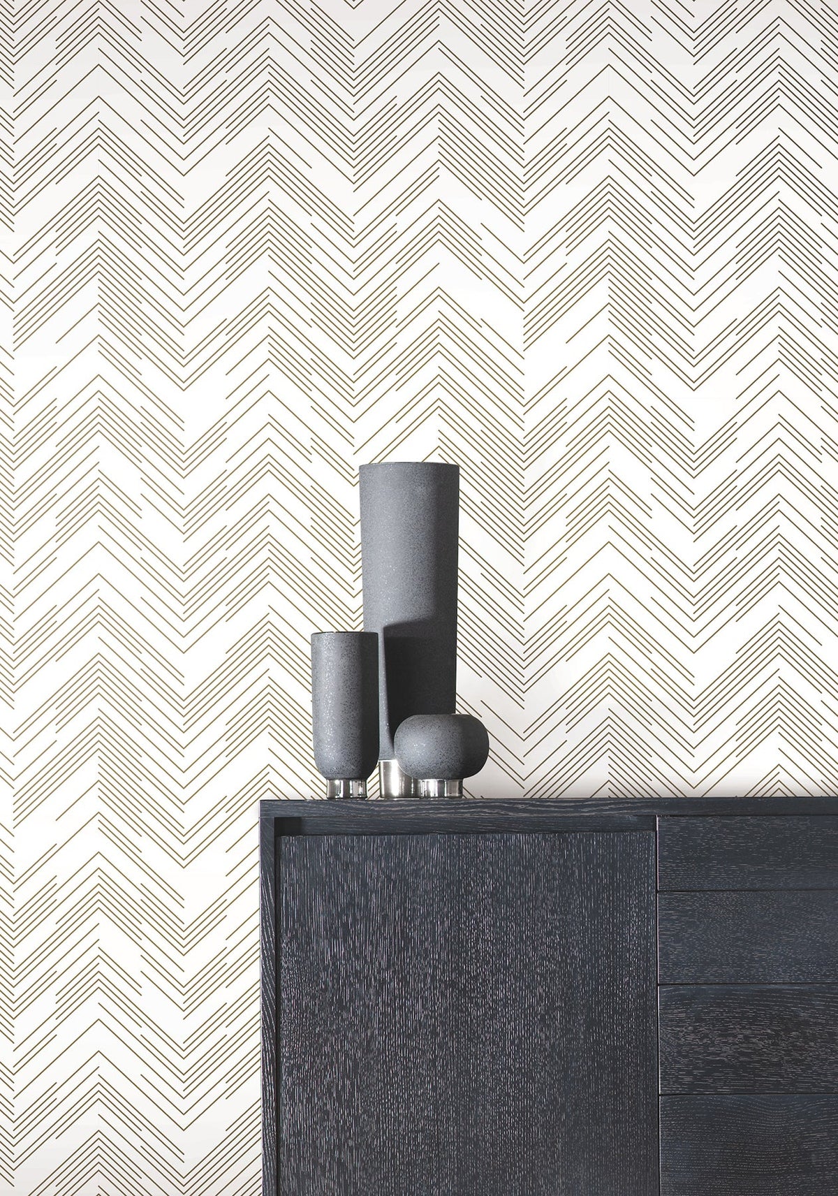 MD7222 Polished Chevron White & Gold Modern Metals Wallpaper by York Wallcoverings