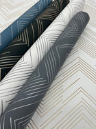 MD7223 Polished Chevron White & Silver Modern Metals Wallpaper by York Wallcoverings