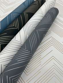 MD7223 Polished Chevron White & Silver Modern Metals Wallpaper by York Wallcoverings