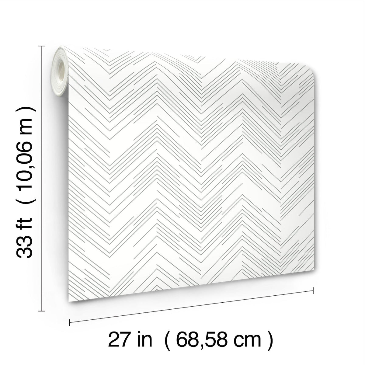 MD7223 Polished Chevron White & Silver Modern Metals Wallpaper by York Wallcoverings