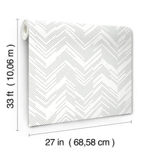 MD7223 Polished Chevron White & Silver Modern Metals Wallpaper by York Wallcoverings