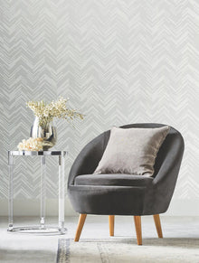 MD7223 Polished Chevron White & Silver Modern Metals Wallpaper by York Wallcoverings