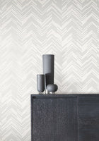 MD7223 Polished Chevron White & Silver Modern Metals Wallpaper by York Wallcoverings