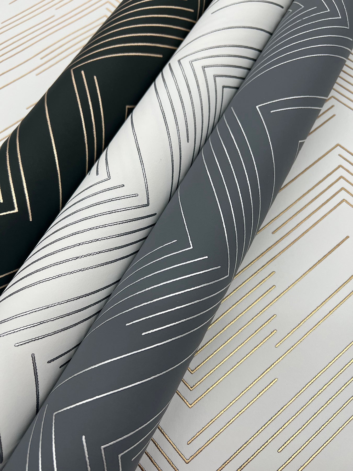 MD7224 Polished Chevron Blue & Silver Modern Metals Wallpaper by York Wallcoverings