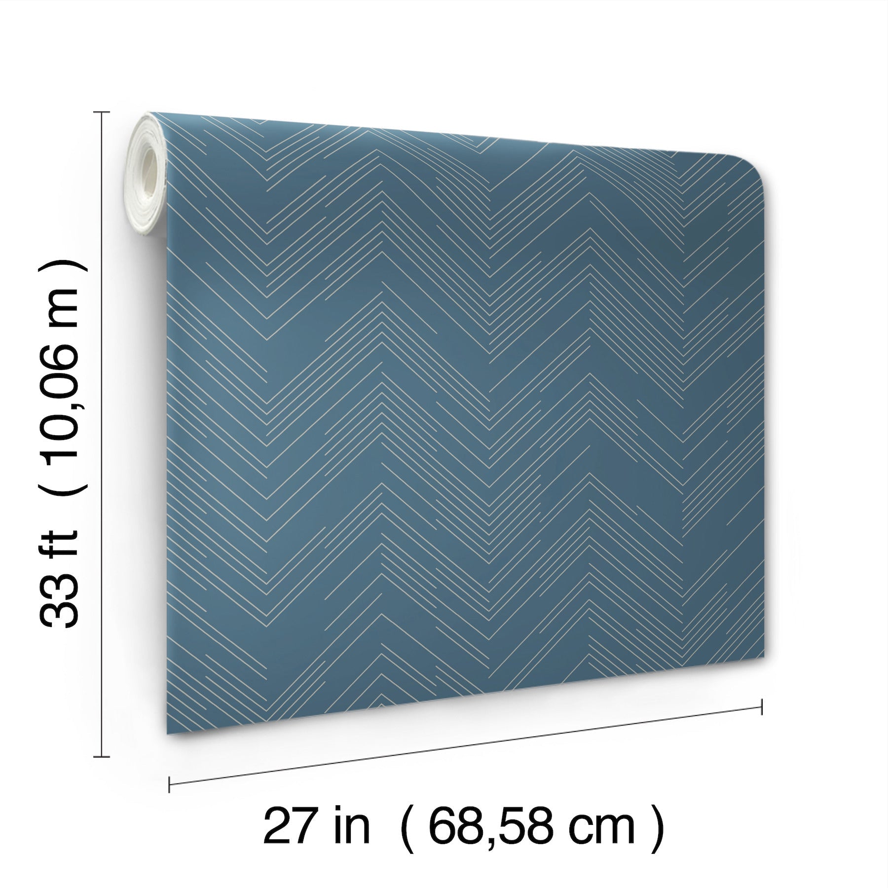 MD7224 Polished Chevron Blue & Silver Modern Metals Wallpaper by York Wallcoverings