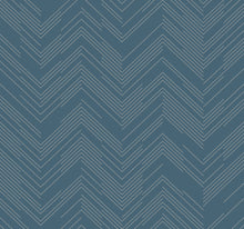 MD7224 Polished Chevron Blue & Silver Modern Metals Wallpaper by York Wallcoverings