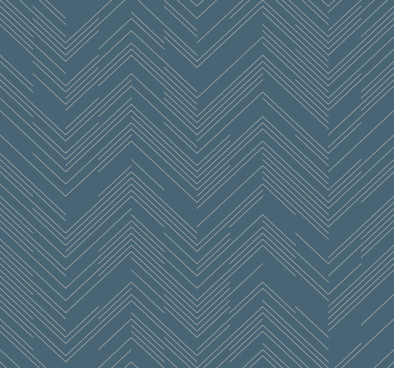 MD7224 Polished Chevron Blue & Silver Modern Metals Wallpaper by York Wallcoverings