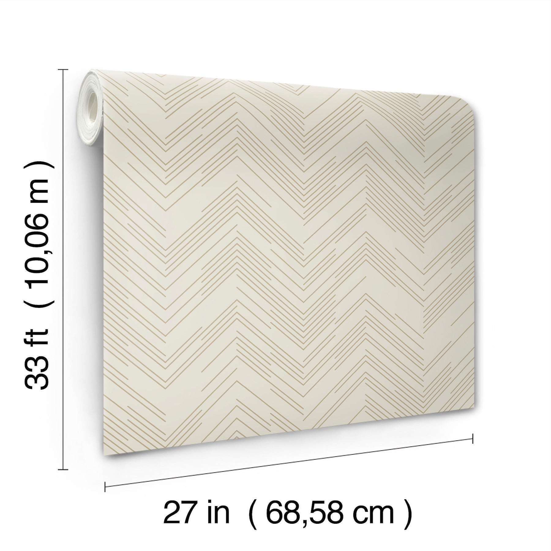 MD7225 Polished Chevron Cream & Gold Modern Metals Wallpaper by York Wallcoverings
