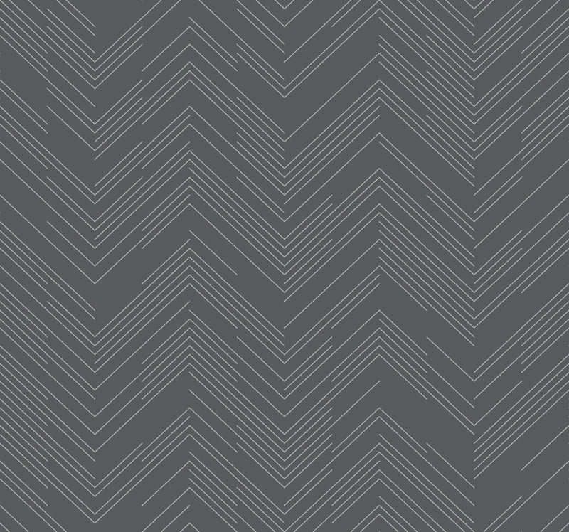 MD7226 Polished Chevron Charcoal & Silver Modern Metals Wallpaper by York Wallcoverings