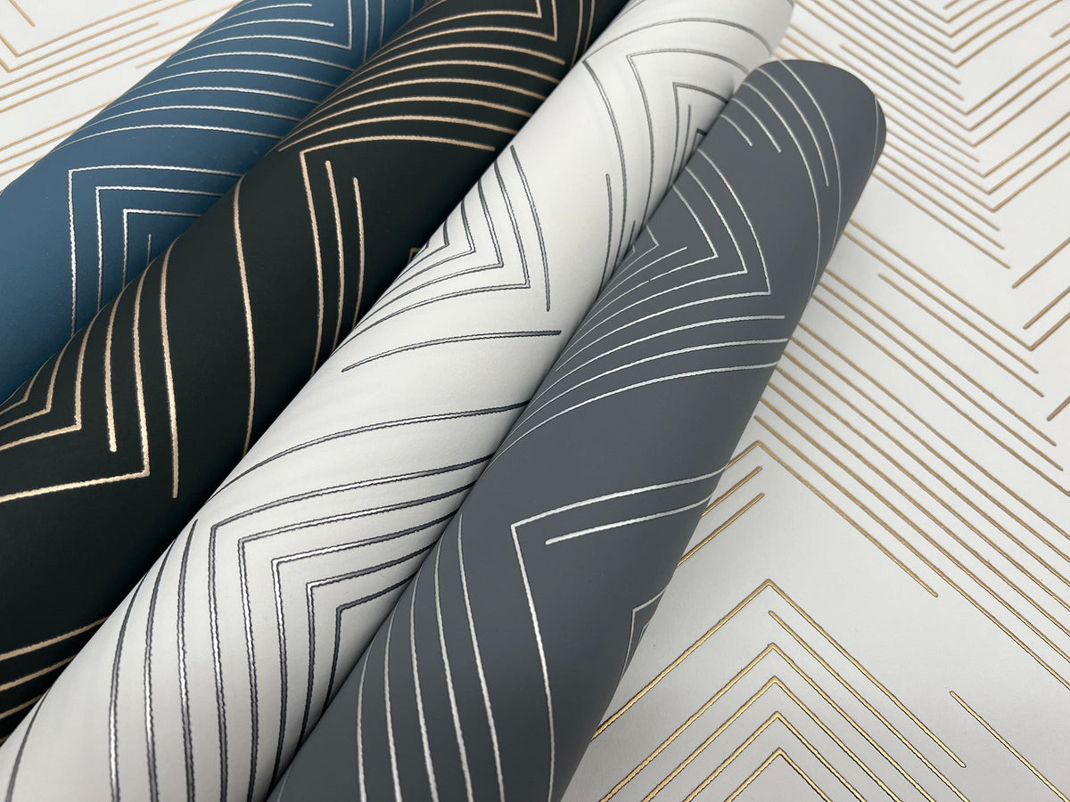 MD7226 Polished Chevron Charcoal & Silver Modern Metals Wallpaper by York Wallcoverings