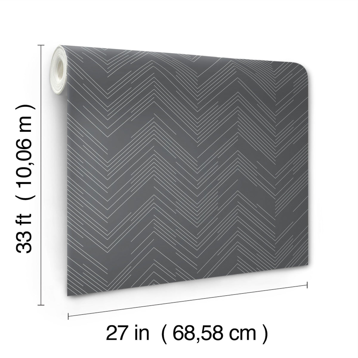 MD7226 Polished Chevron Charcoal & Silver Modern Metals Wallpaper by York Wallcoverings