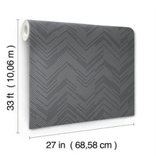MD7226 Polished Chevron Charcoal & Silver Modern Metals Wallpaper by York Wallcoverings