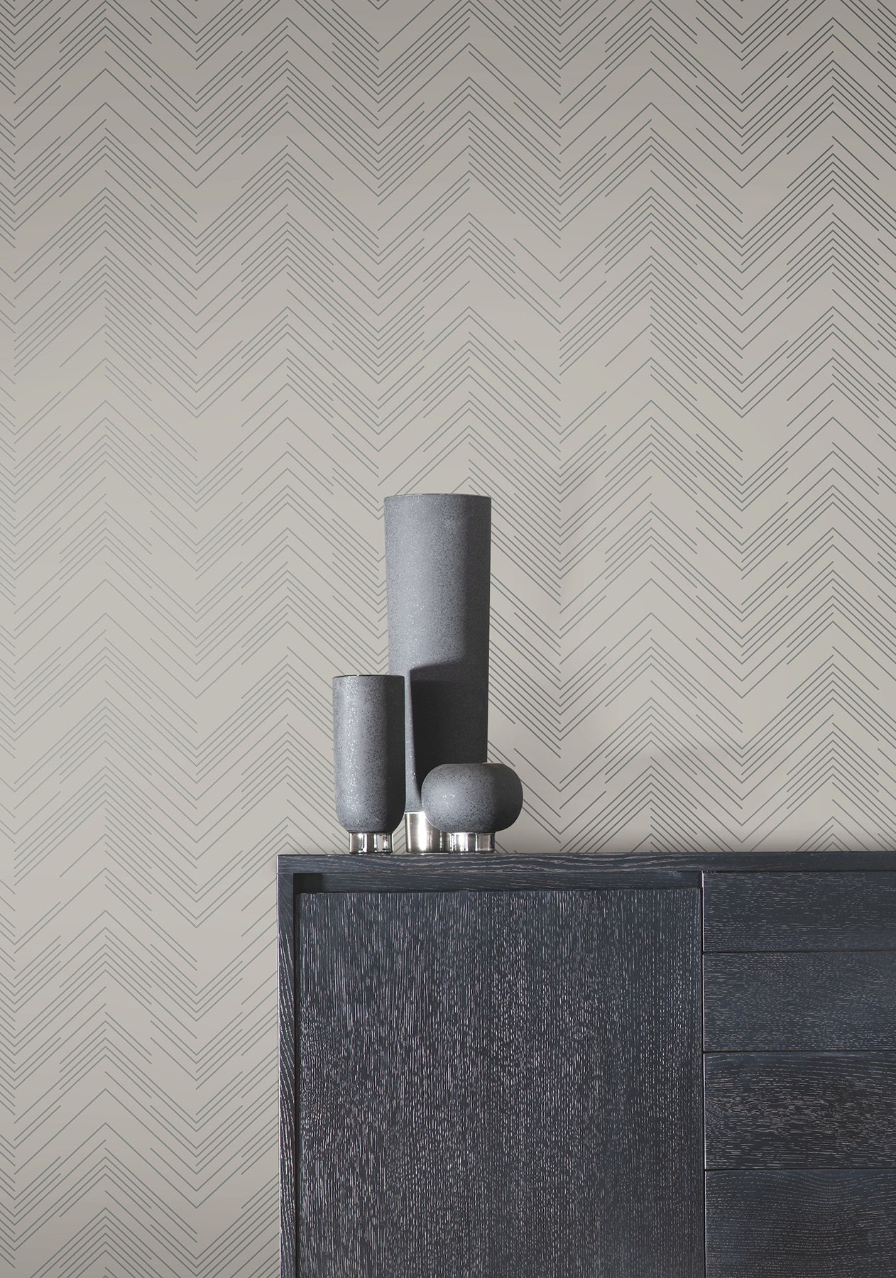 MD7227 Polished Chevron Taupe & Silver Modern Metals Wallpaper by York Wallcoverings