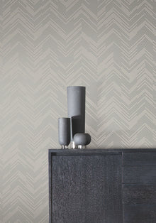 MD7227 Polished Chevron Taupe & Silver Modern Metals Wallpaper by York Wallcoverings