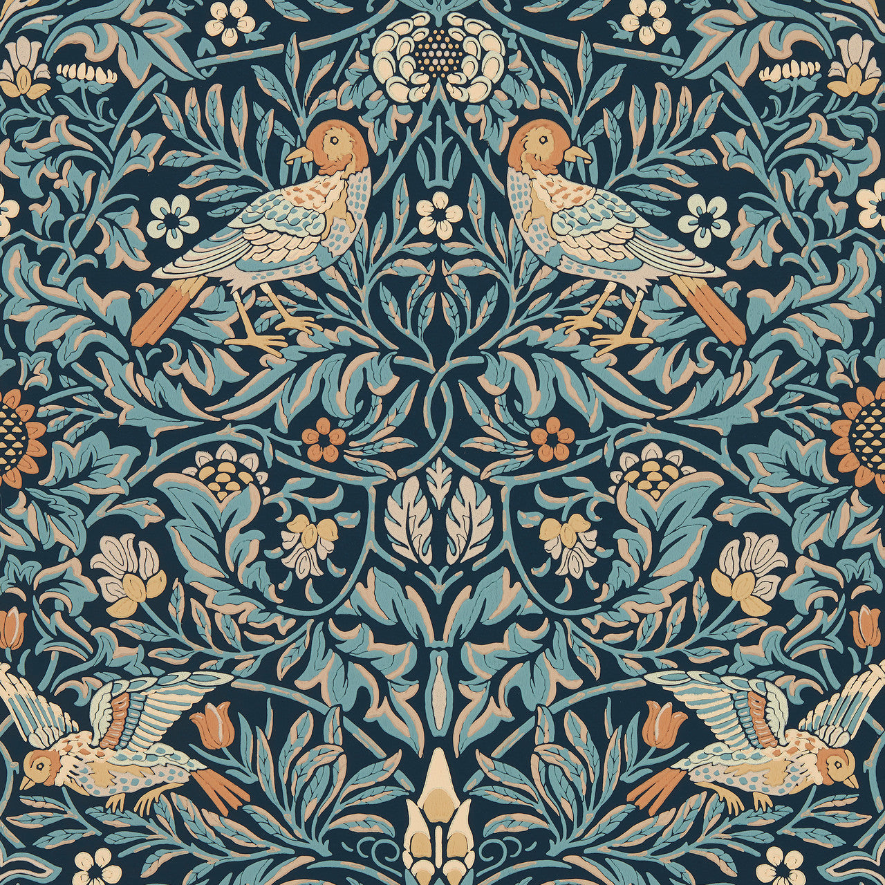 217193 Bird Emery Walker's House Webb's Blue Wallpaper by Morris & Co