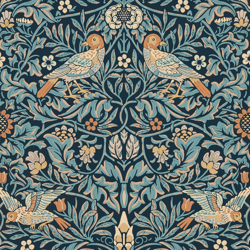 217193 Bird Emery Walker's House Webb's Blue Wallpaper by Morris & Co