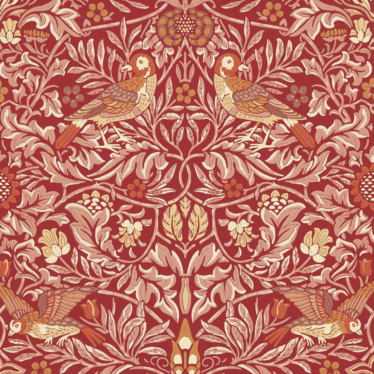 217195 Bird Emery Walker's House Madder and Weld Wallpaper by Morris & Co