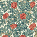 Rambling Rose Emery Walker's House Emery Blue and Madder Wallpaper by Morris & Co