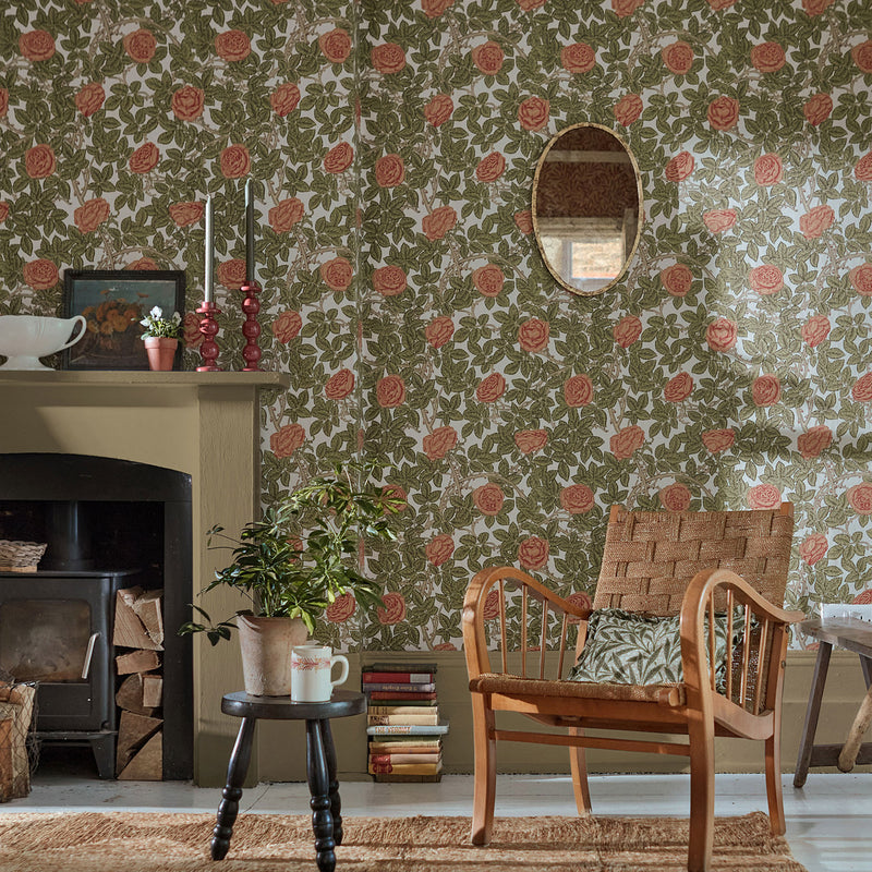 217207 Rambling Rose Emery Walker's House Twining Vine Wallpaper by Morris & Co