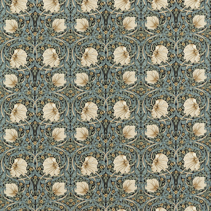 227230 Pimpernel Morris & Friends Ink And Sage Fabric by Morris & Co