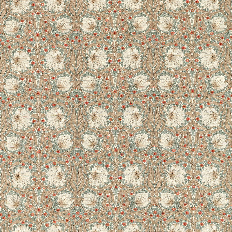 227231 Pimpernel Morris & Friends Linen And Coral Fabric by Morris & Co