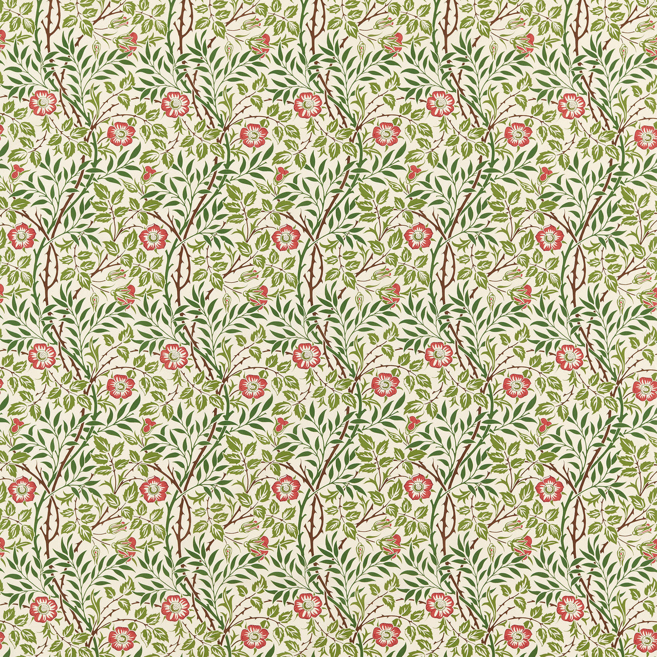 227240 Sweet Briar Morris & Friends Boughs and Rose Fabric by Morris & Co