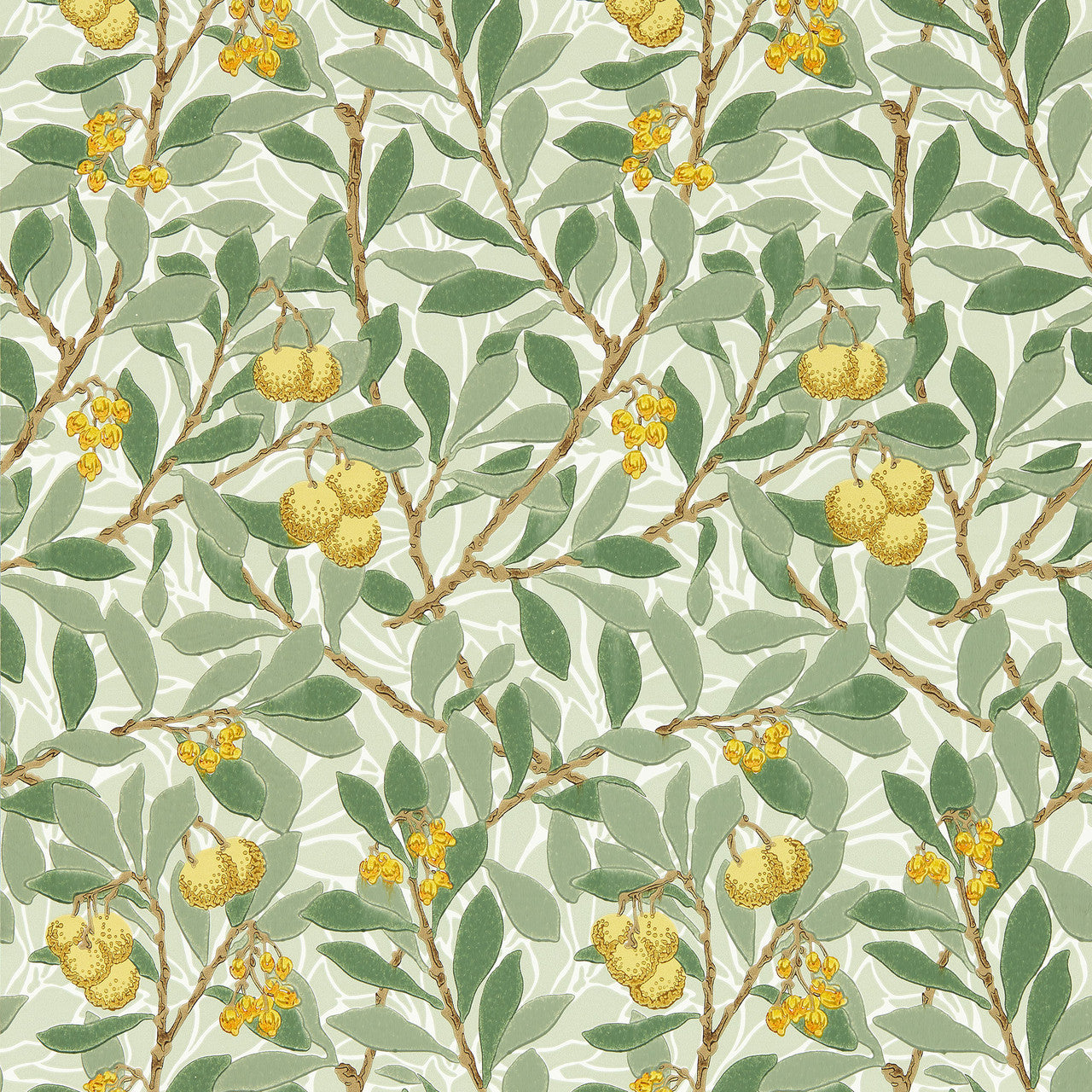 217356 Arbutus Morris & Friends Sage and Lemon Wallpaper by Morris & Co