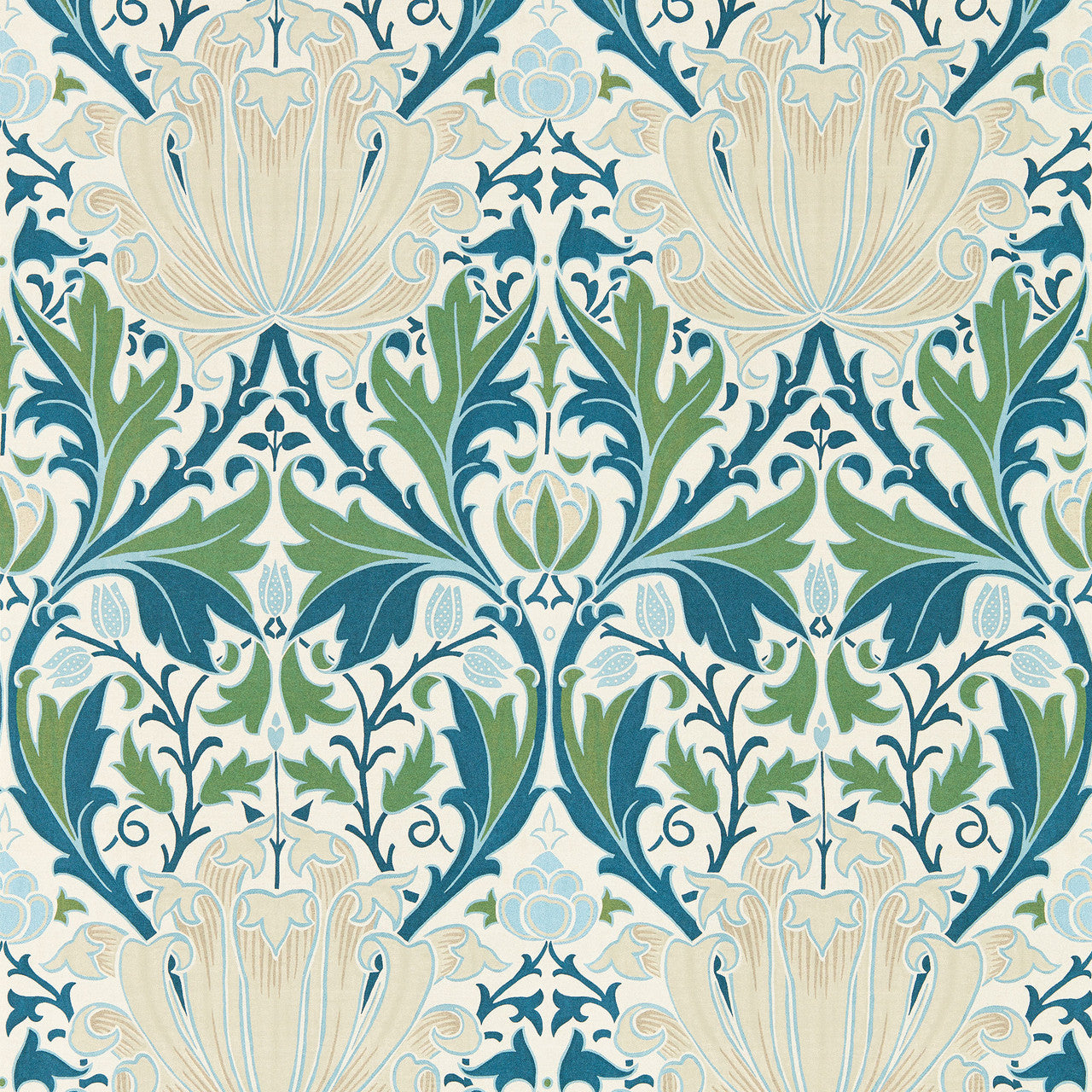 217360 Helena Morris & Friends Indigo & Forest Wallpaper by Morris & Co