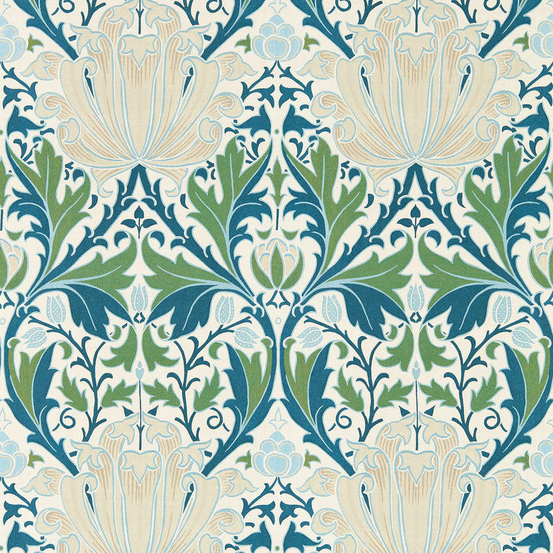 217360 Helena Morris & Friends Indigo & Forest Wallpaper by Morris & Co