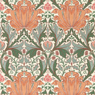 217361 Helena Morris & Friends Peach & Teal Wallpaper by Morris & Co
