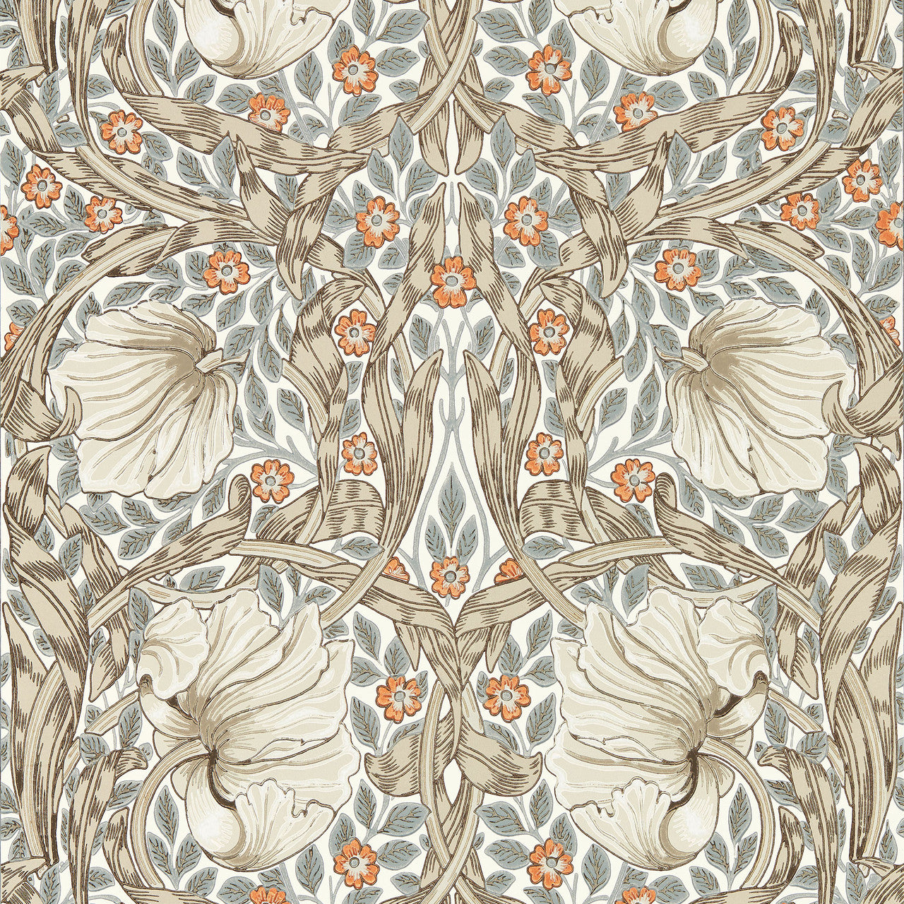 217364 Pimpernel Morris & Friends Linen & Coral Wallpaper by Morris & Co