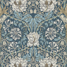 217371 Honeysuckle & Tulip Morris & Friends Woad & Thyme Wallpaper by Morris & Co