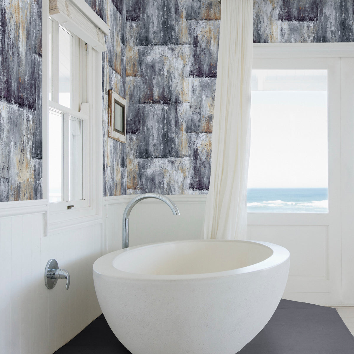Cubit Amber / Silver Contemporary Wallpaper by Mallion & Knowles