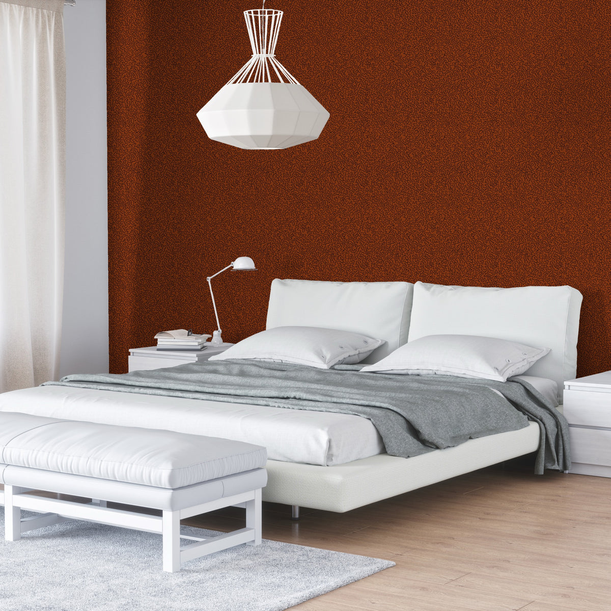 Mazie May Rust Contemporary Wallpaper by Mallion & Knowles