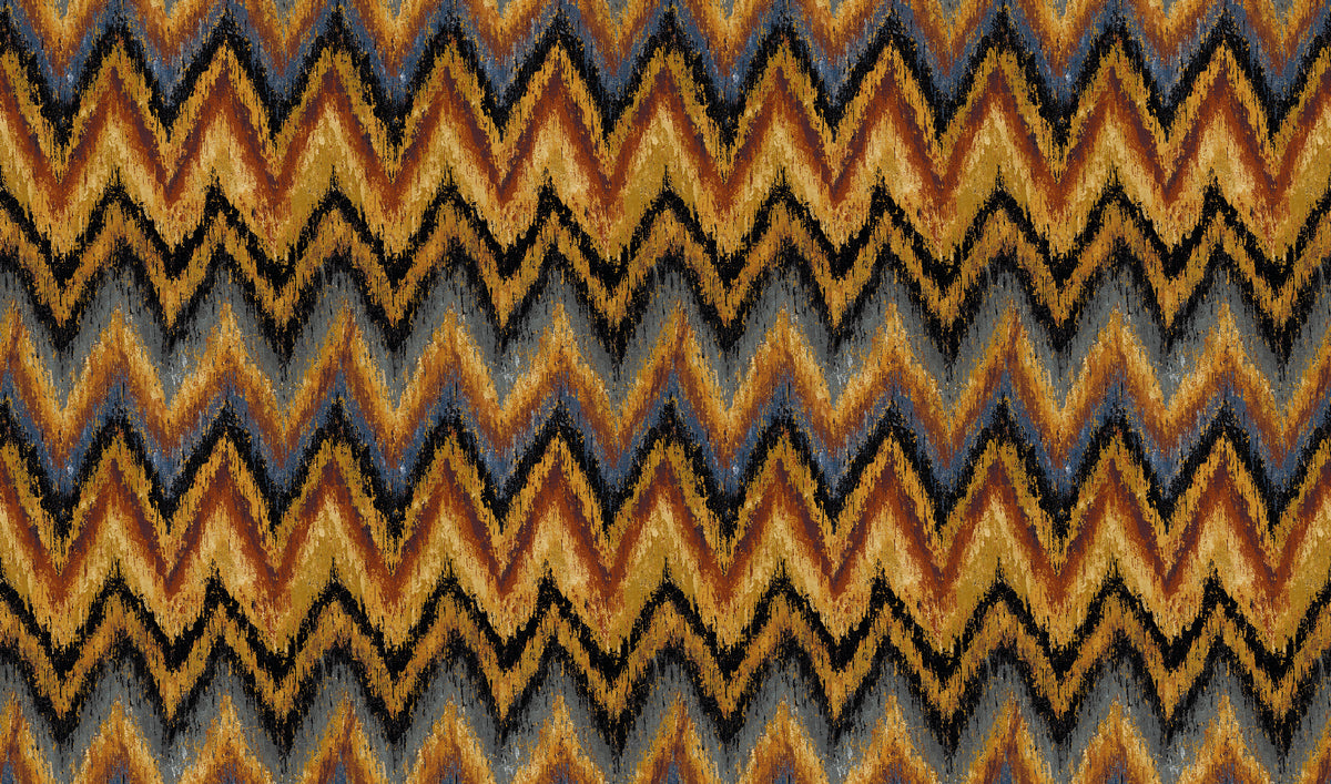 Zanzibar Flame / Blue Contemporary Wallpaper by Mallion & Knowles