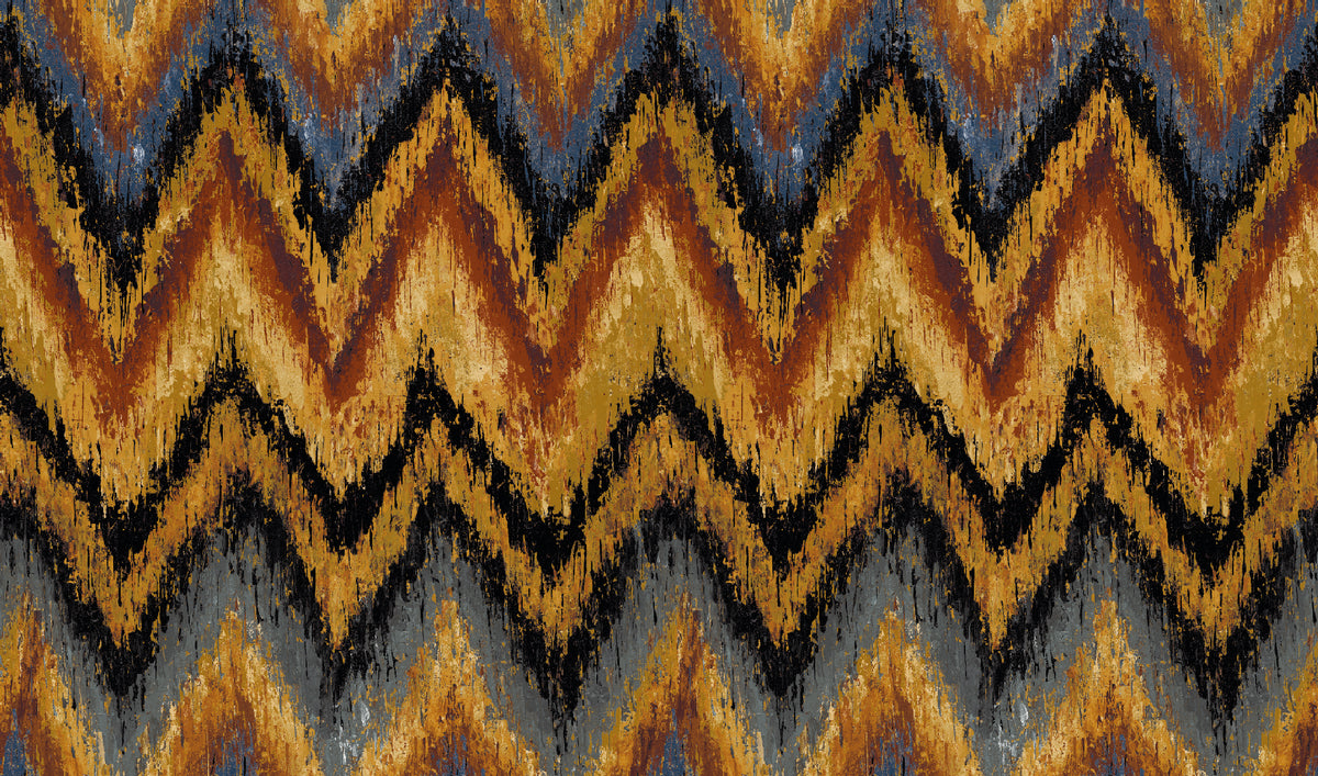 Zanzibar Flame / Blue Contemporary Wallpaper by Mallion & Knowles
