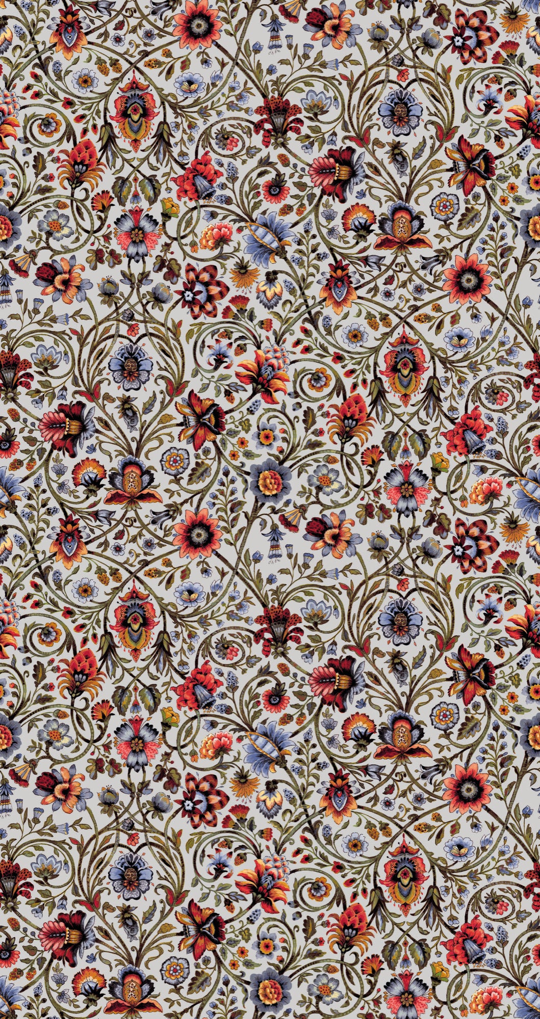 Baroda Scarlet / Grey Traditional Wallpaper by Mallion & Knowles