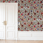 Baroda Scarlet / Grey Traditional Wallpaper by Mallion & Knowles