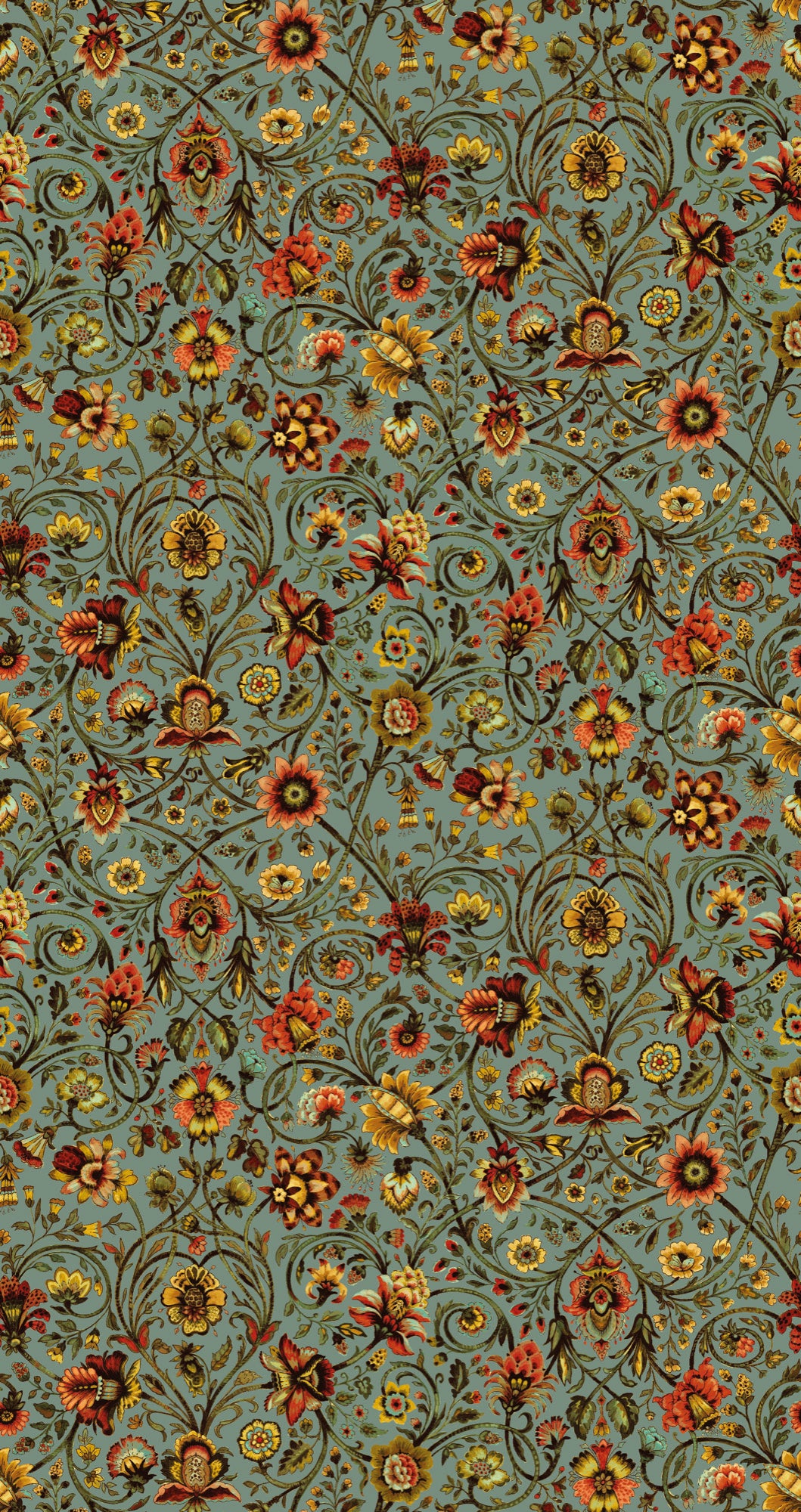 Baroda Amber / Sage Traditional Wallpaper by Mallion & Knowles