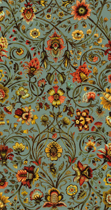 Baroda Amber / Sage Traditional Wallpaper by Mallion & Knowles