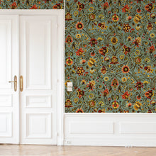 Baroda Amber / Sage Traditional Wallpaper by Mallion & Knowles