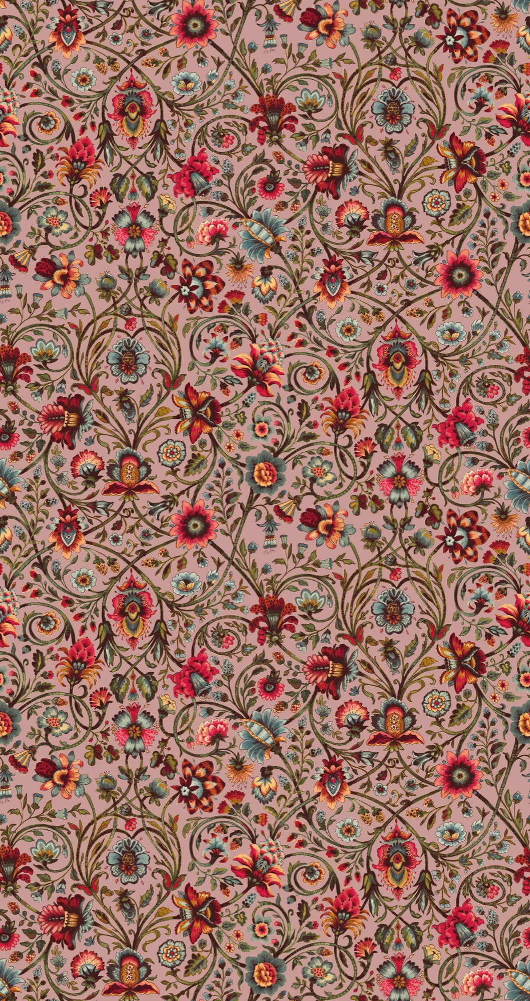 Baroda Crimson / Pink Traditional Wallpaper by Mallion & Knowles