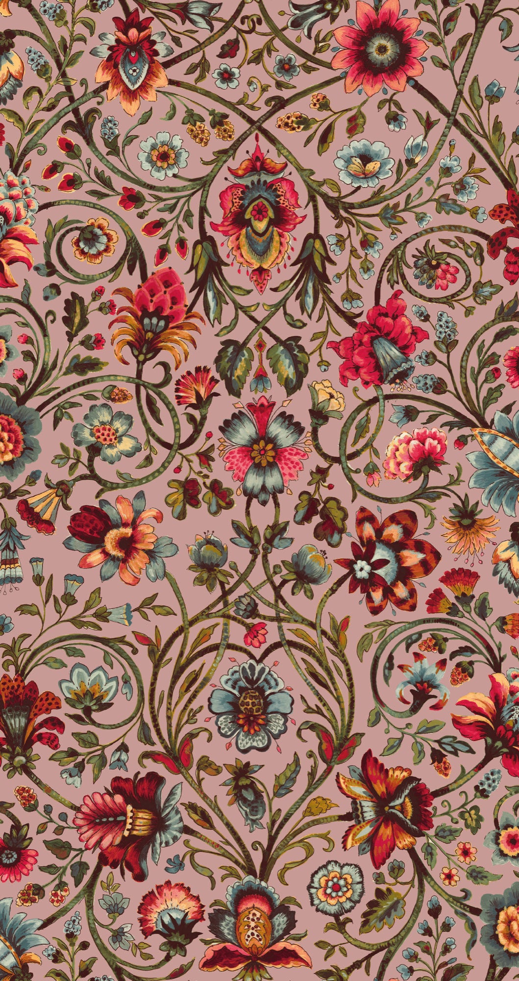 Baroda Crimson / Pink Traditional Wallpaper by Mallion & Knowles