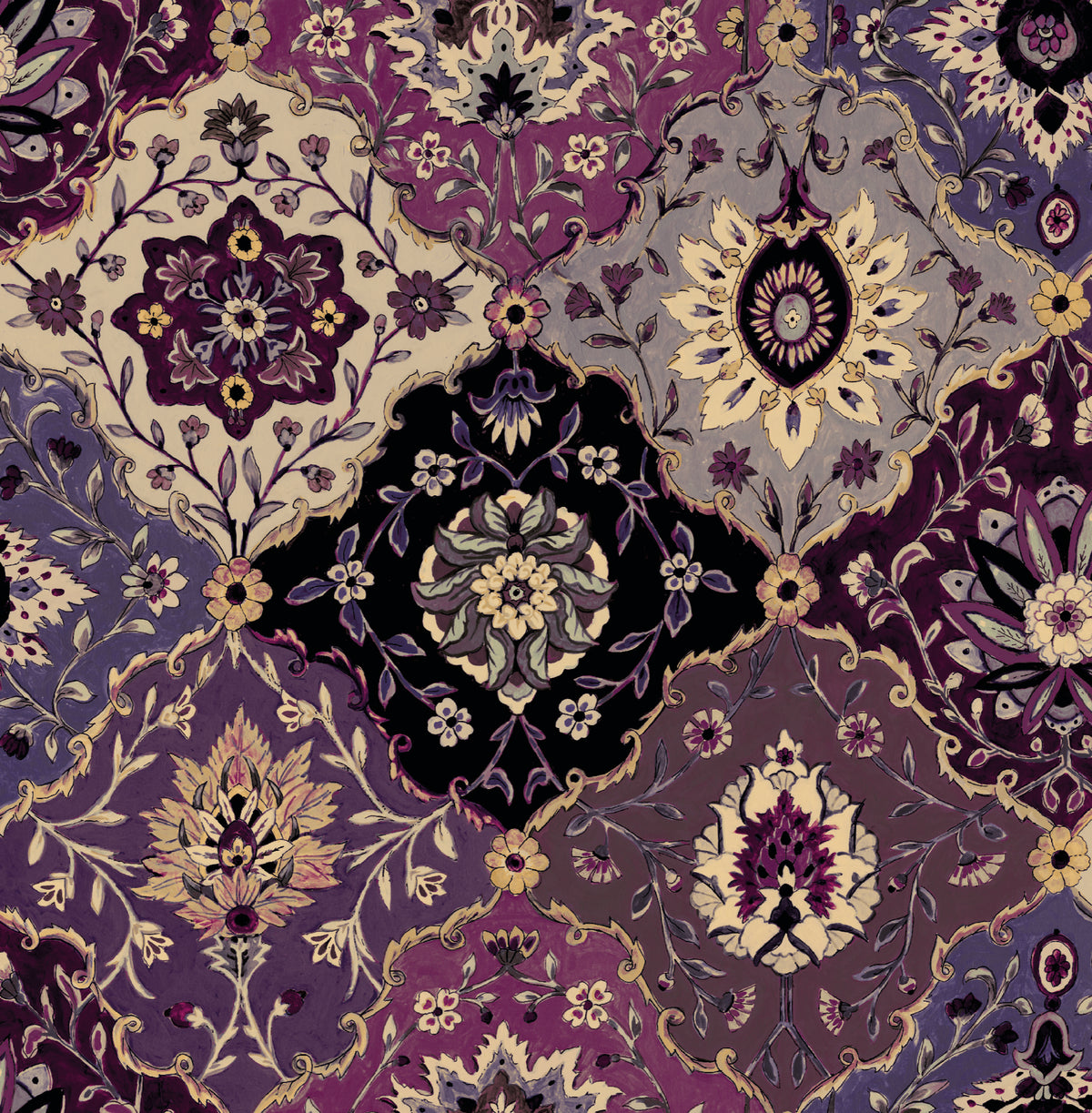 Kashmir Amethyst / Ruby Traditional Wallpaper by Mallion & Knowles
