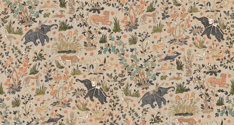 Maharaja Beige Traditional Wallpaper by Mallion & Knowles