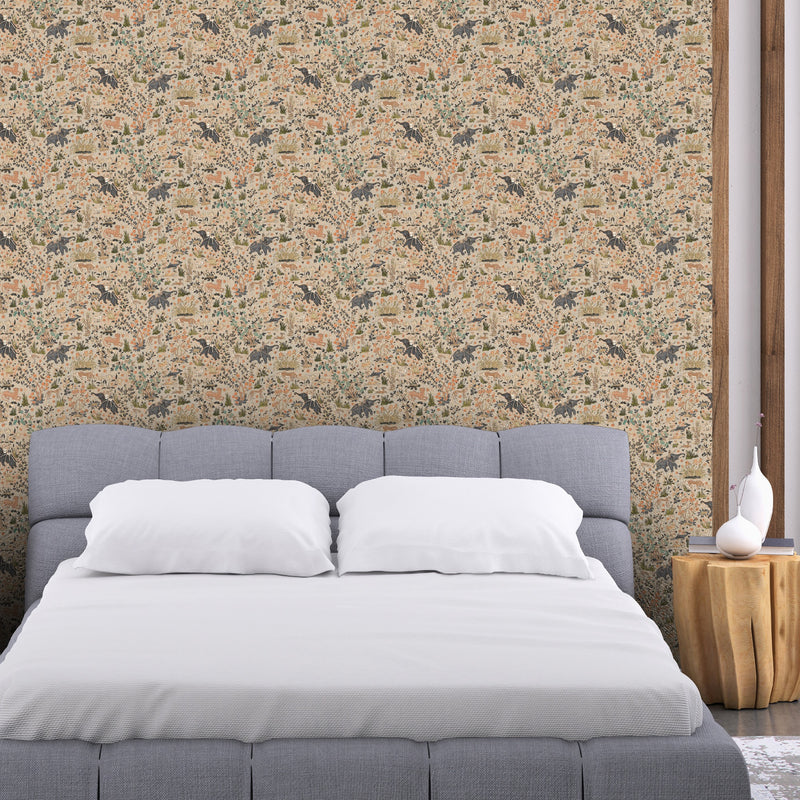 Maharaja Beige Traditional Wallpaper by Mallion & Knowles