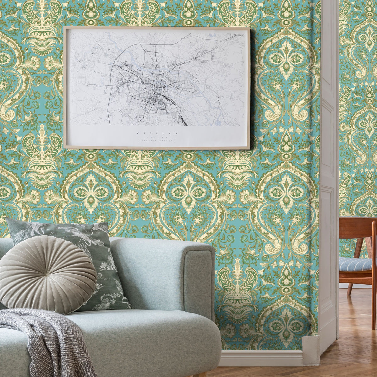 Mayfair Jade Traditional Wallpaper by Mallion & Knowles