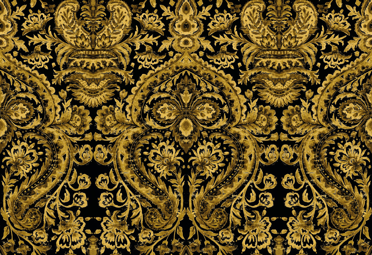 Grosvenor Sapphire / Gold Traditional Wallpaper by Mallion & Knowles