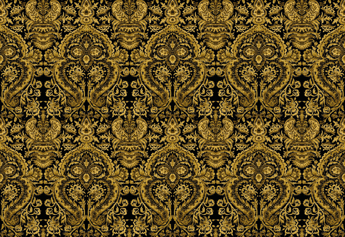 Grosvenor Sapphire / Gold Traditional Wallpaper by Mallion & Knowles
